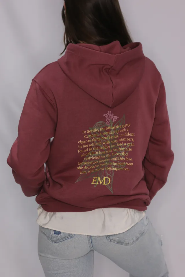 SUDADERA CARMEN CON CAPUCHA BURDEOS