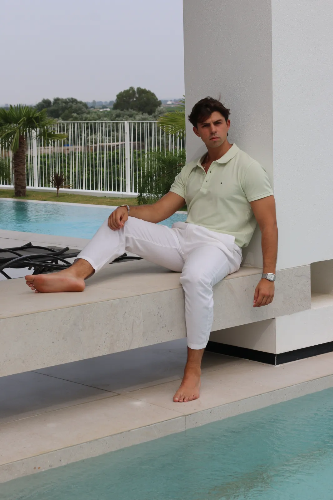 POLO BÁSICO VERDE MENTA TRIÁNGULO