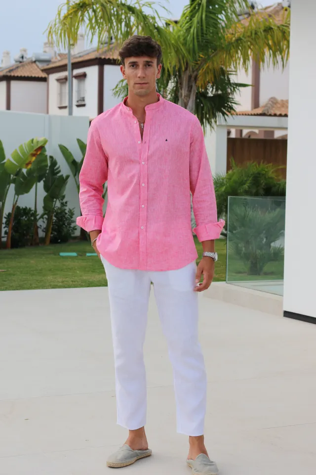 CAMISA LINO FRESA TRIÁNGULO