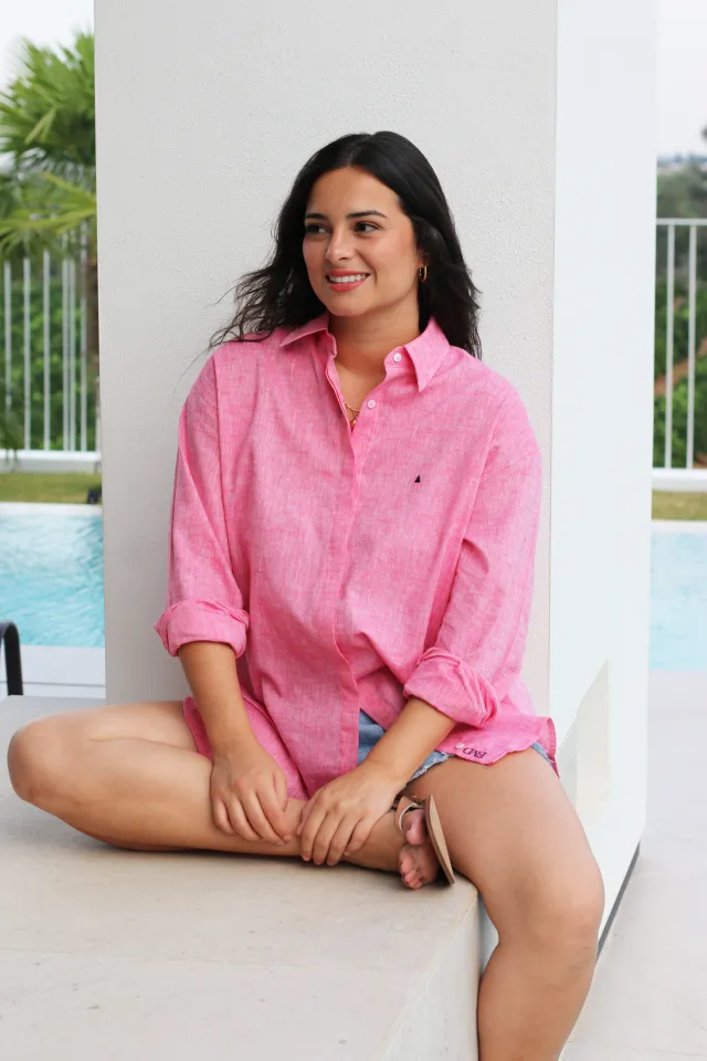 CAMISA OVERSIZE LINO FRESA TRIÁNGULO