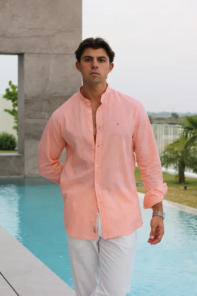 CAMISA LINO NARANJA TRIÁNGULO