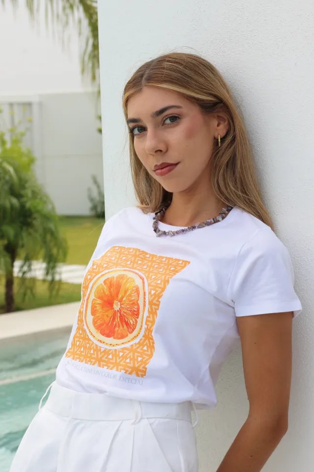 CAMISETA BLANCA #FFAB60