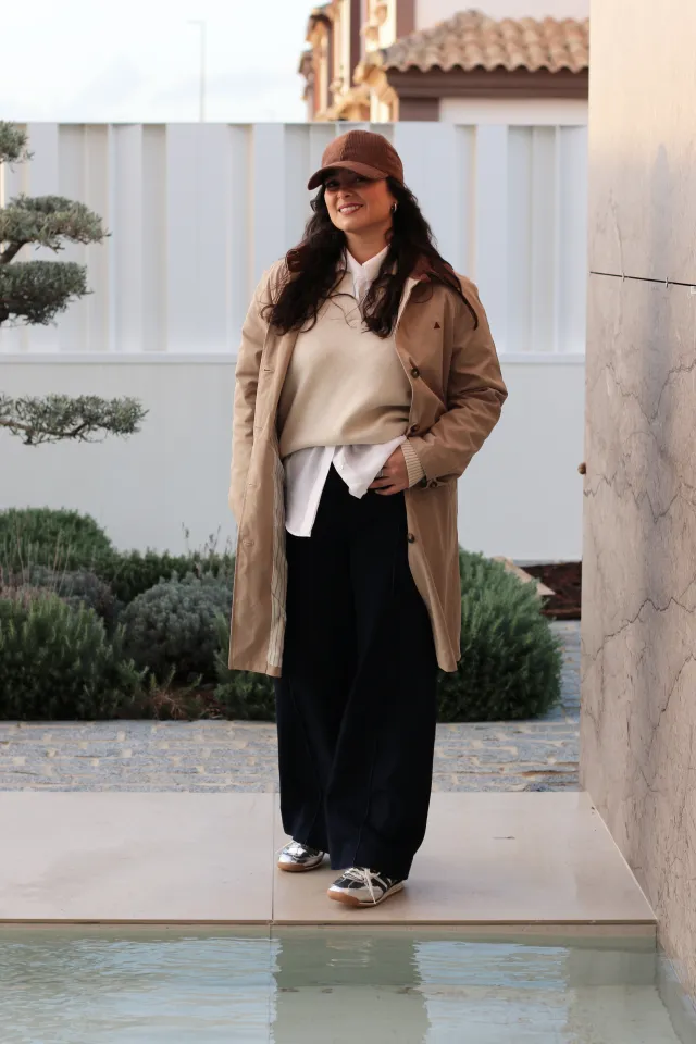 GABARDINA CAMEL CON CUELLO PANA
