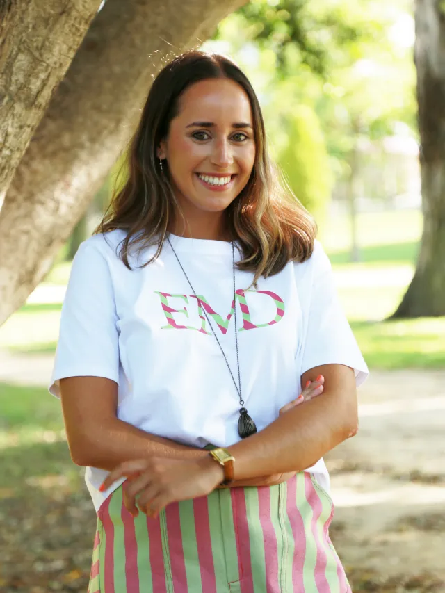 CAMISETA EMD RAYAS VERDE Y ROSA