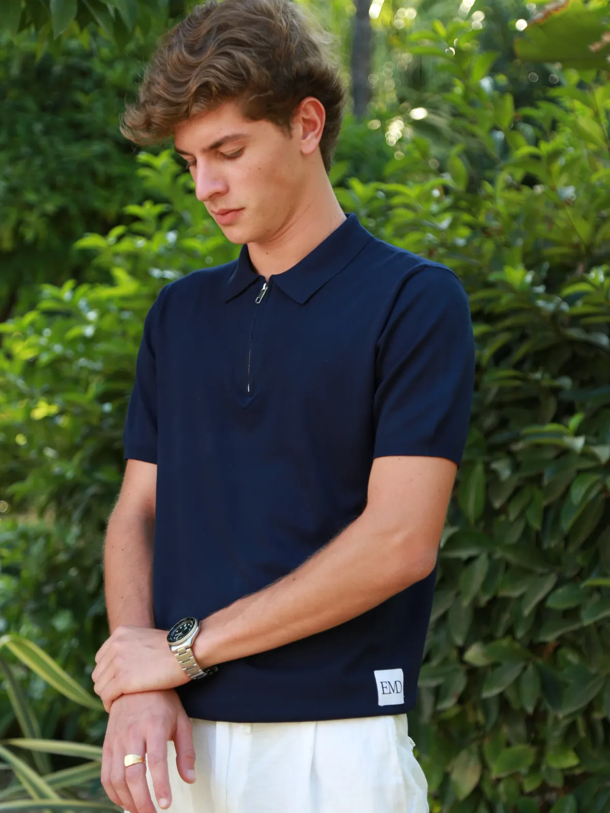 POLO ZIP AZUL MARINO